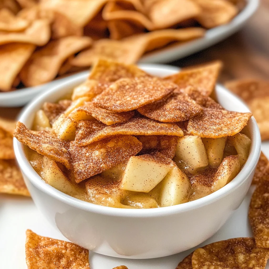 Apple Pie Dip with Cinnamon Sugar Tortilla Chips