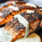 Blackened Salmon in the Oven + Dill Sauce