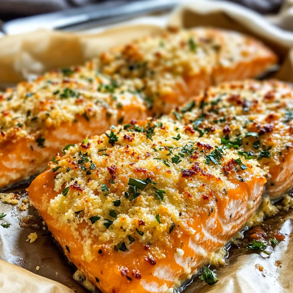Cheesy Parmesan Crusted Salmon Bake