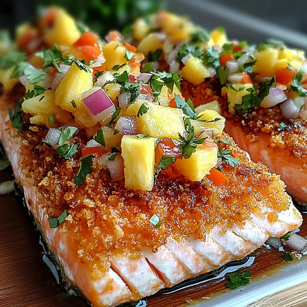 Coconut Crusted Salmon with Pineapple Salsa