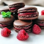 Dark Chocolate Raspberry Macarons