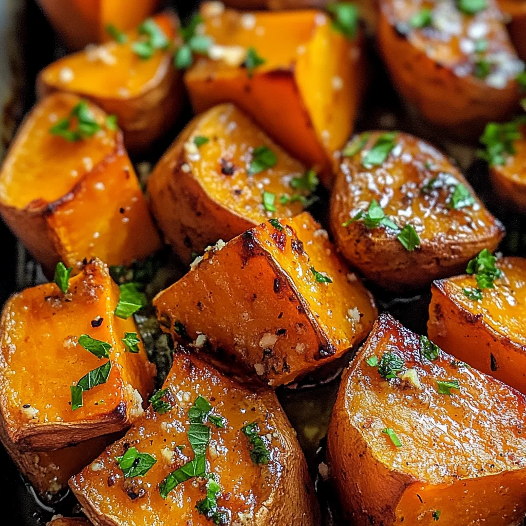 Garlic Butter Roasted Sweet Potatoes