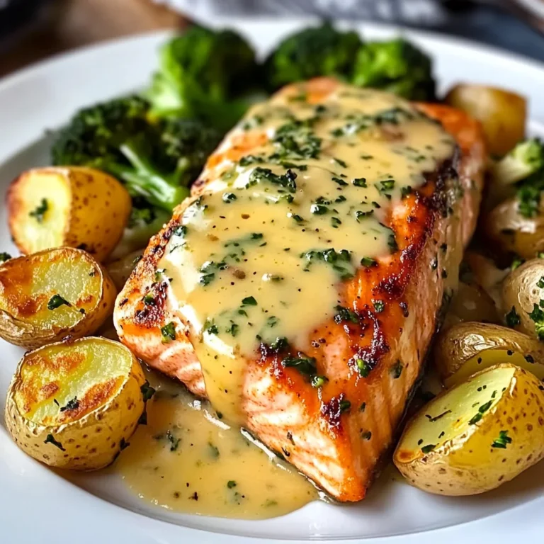 Lemon Butter Salmon with Crispy Potatoes & Broccoli Recipe