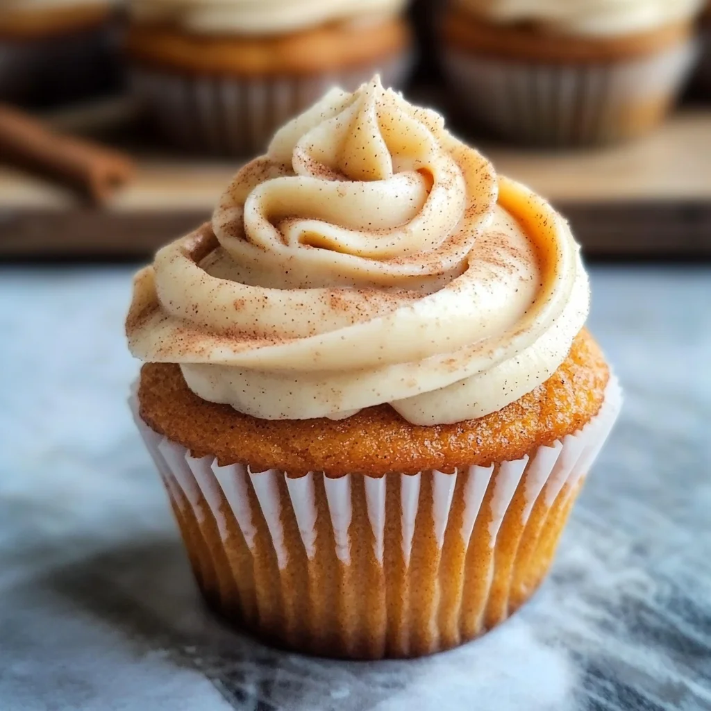 Pumpkin Cupcakes with Cinnamon Cream Cheese Frosting