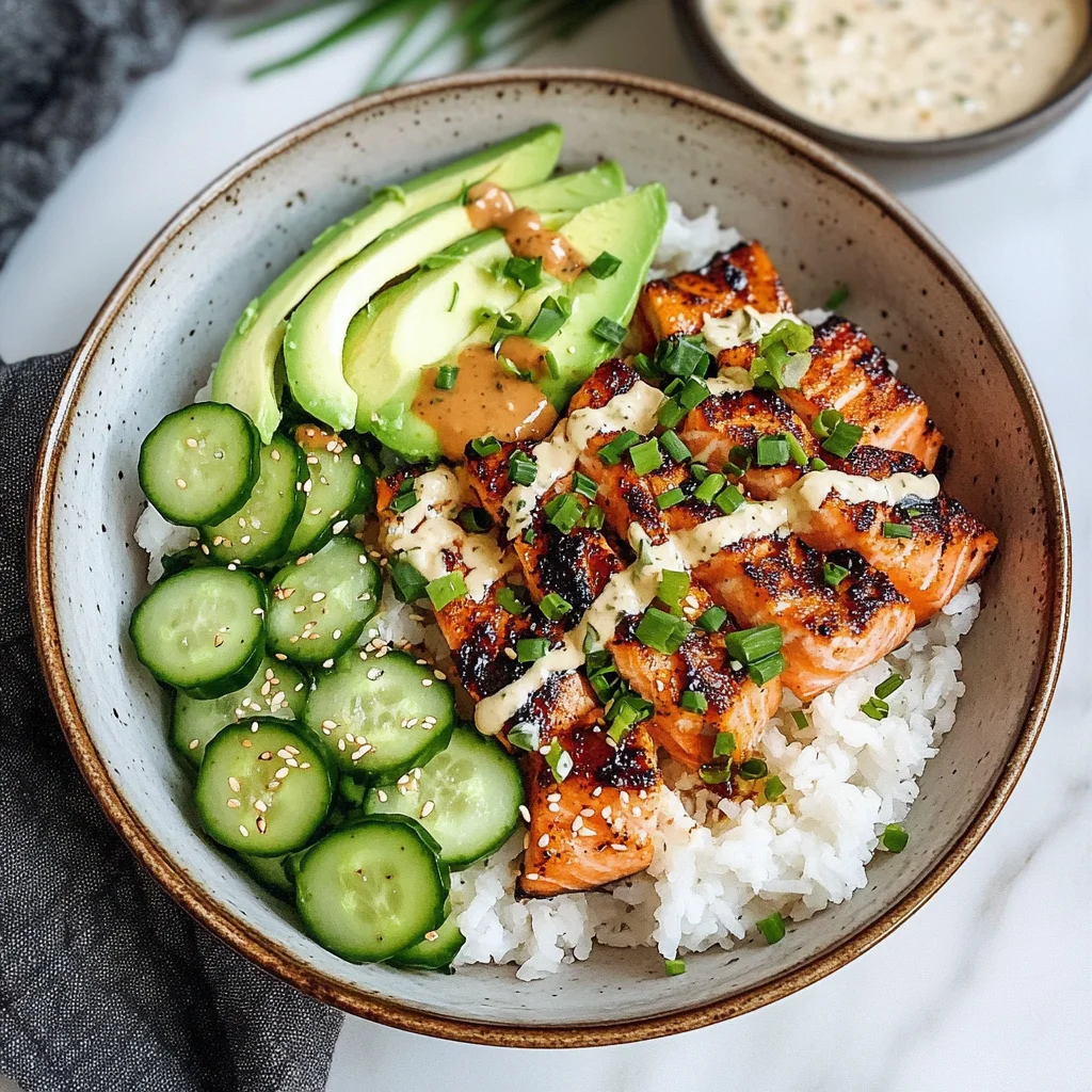 Spicy Salmon Bowls with Coconut Rice