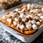 Sweet Potato Casserole with Marshmallows & Candied Pecans