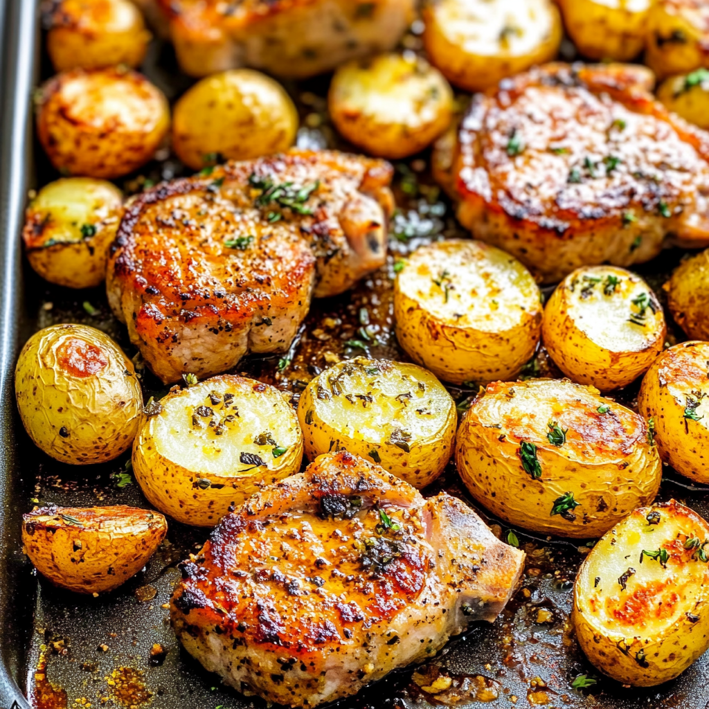 Sheet Pan beef Chops and Potatoes
